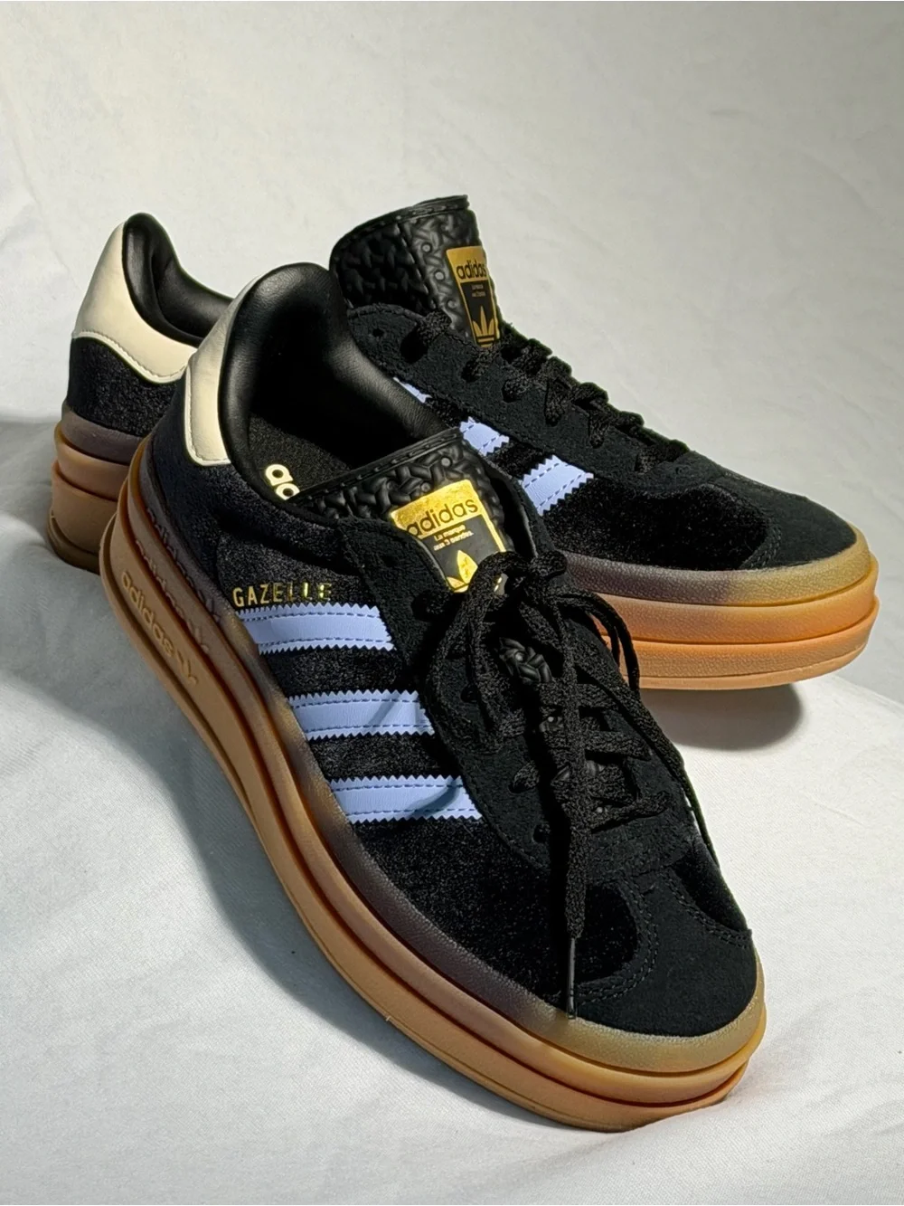 Adidas Gazelle Bold Triple Stack Black Velvet Purple Platform Girls 4.5 Y/W6 NWT